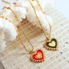 Black & Red 2 Sides Heart Pendant Necklace