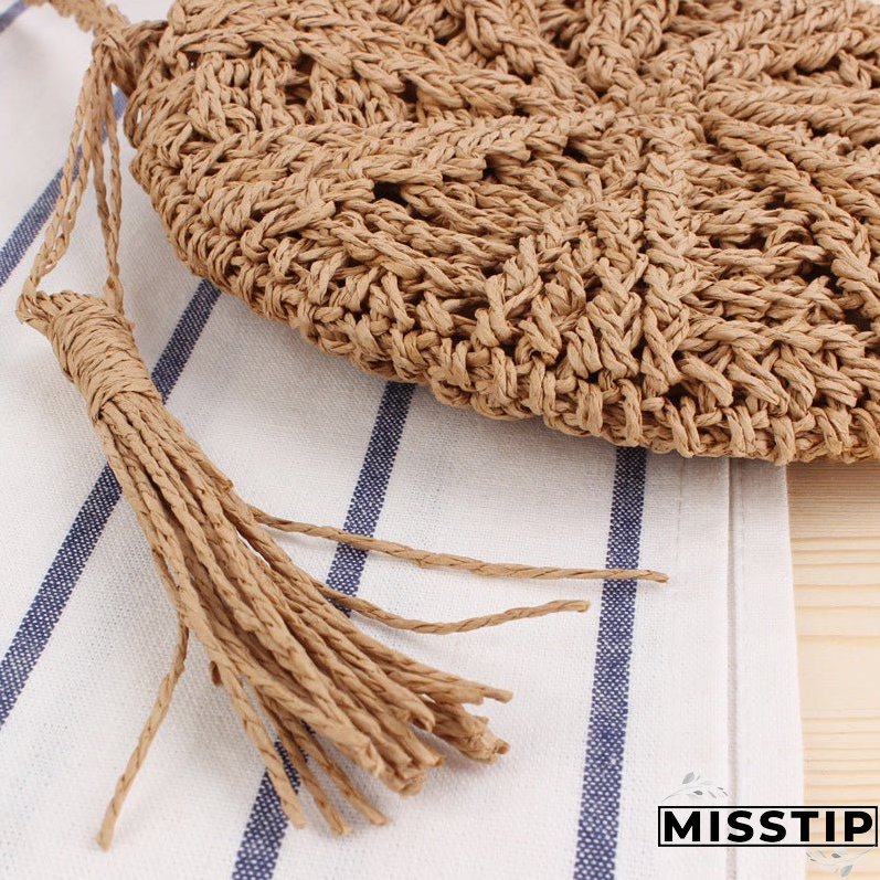 Paziye Straw Crossbody Bag Tassel Beach Bags