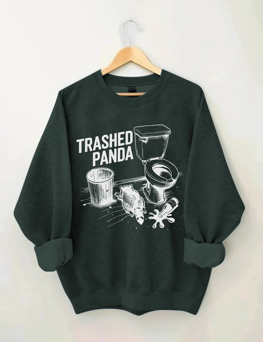 Trashed Panda Funny Drunk Raccoon Sweatshirt