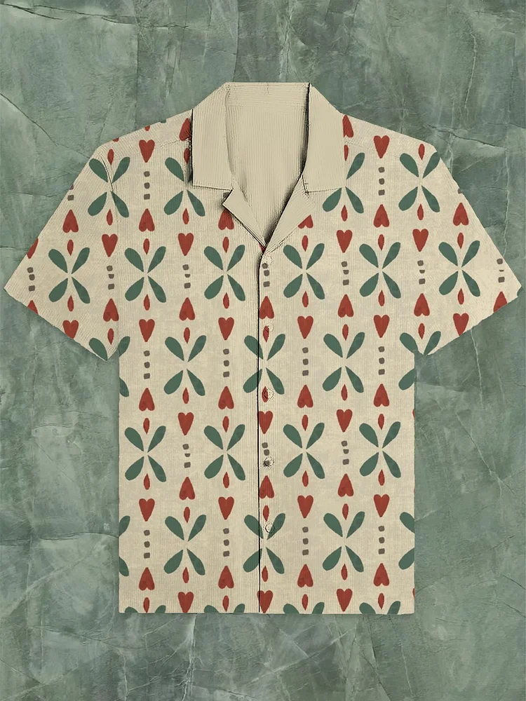 Men's Heart Flower Vacation Art Print Shirt