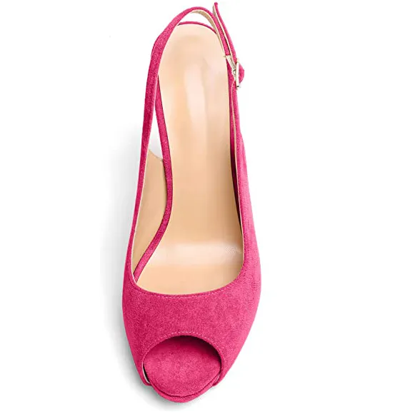 120mm Strap Slingback Sandals Peep Toe Platform Stilettos Red Bottom Suede Heels-vocosishoes