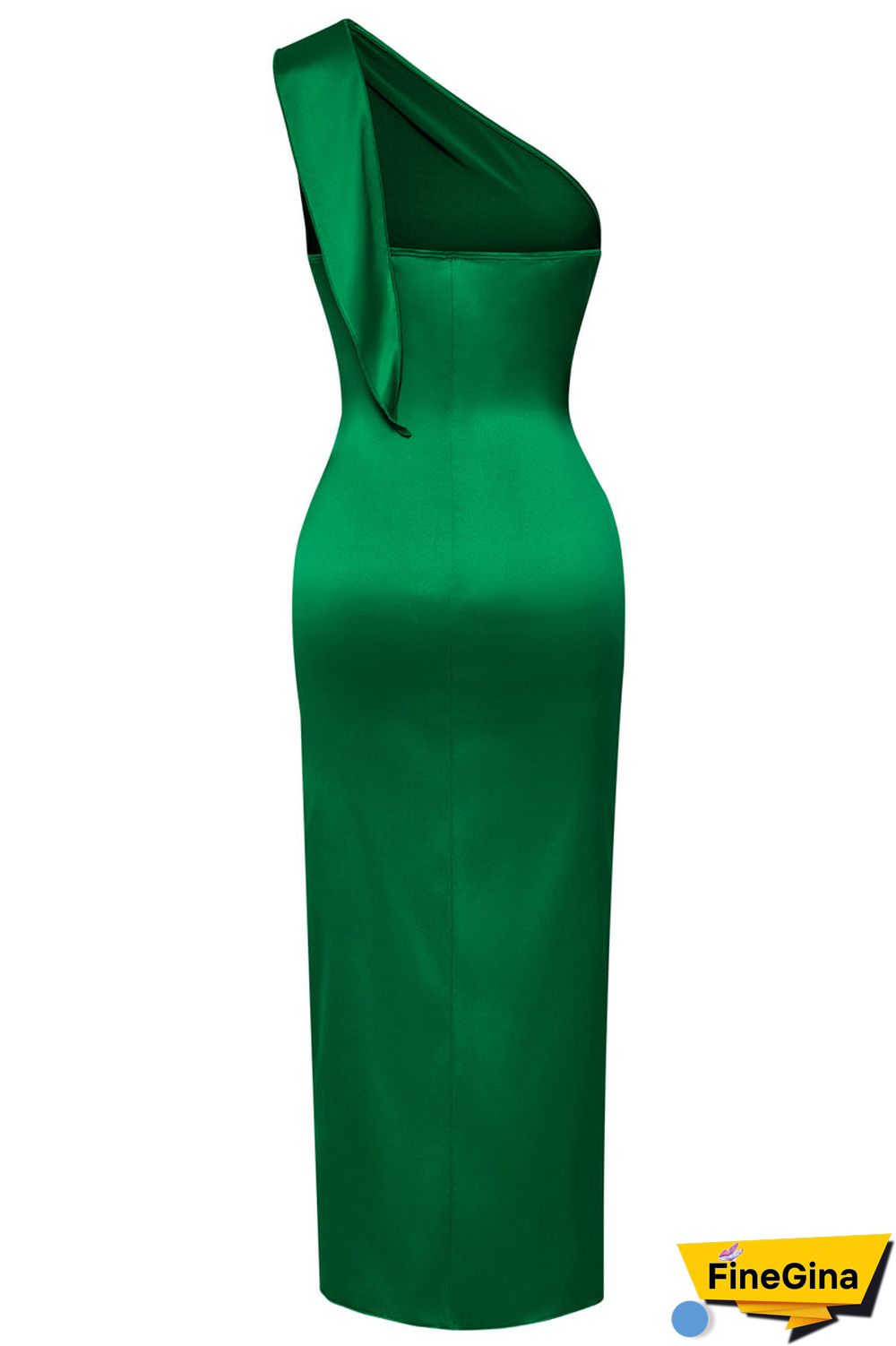 Solid Folds Lace-up One Shoulder Midi Dress