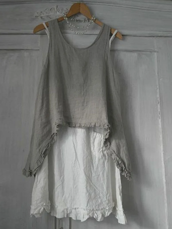cotton lace casual ladies vest