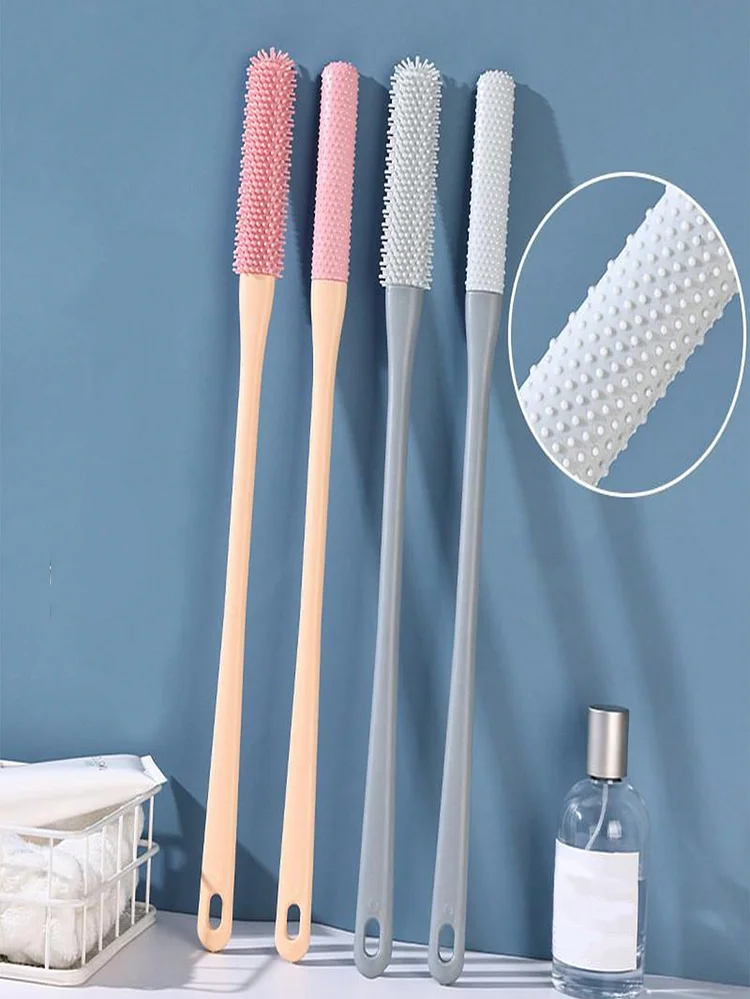 Color Foot Brush With Soft Rubber Cleaner, Long/Short Bristle Foot Scraper For Cleaning Toe Crevice