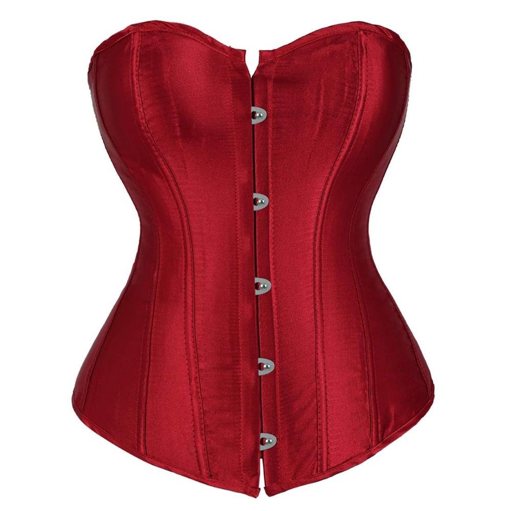 Sapubonva Overbust Corset Plus Size Sexy Corselet Corsets And Bustiers Tops Red Black Pink 