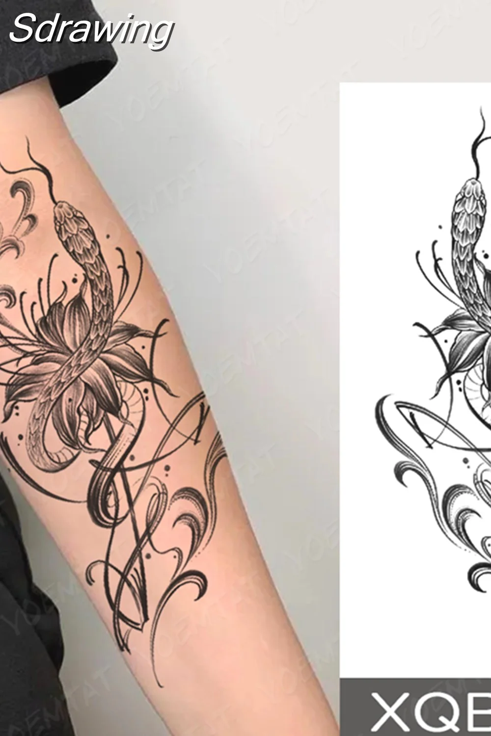 Sdrawing Temporary Tattoo Sticker Butterfly Flower Totem Flash Tatto Y2k Style Body Art Arm Leg Waist Fake Tatoo Men Women