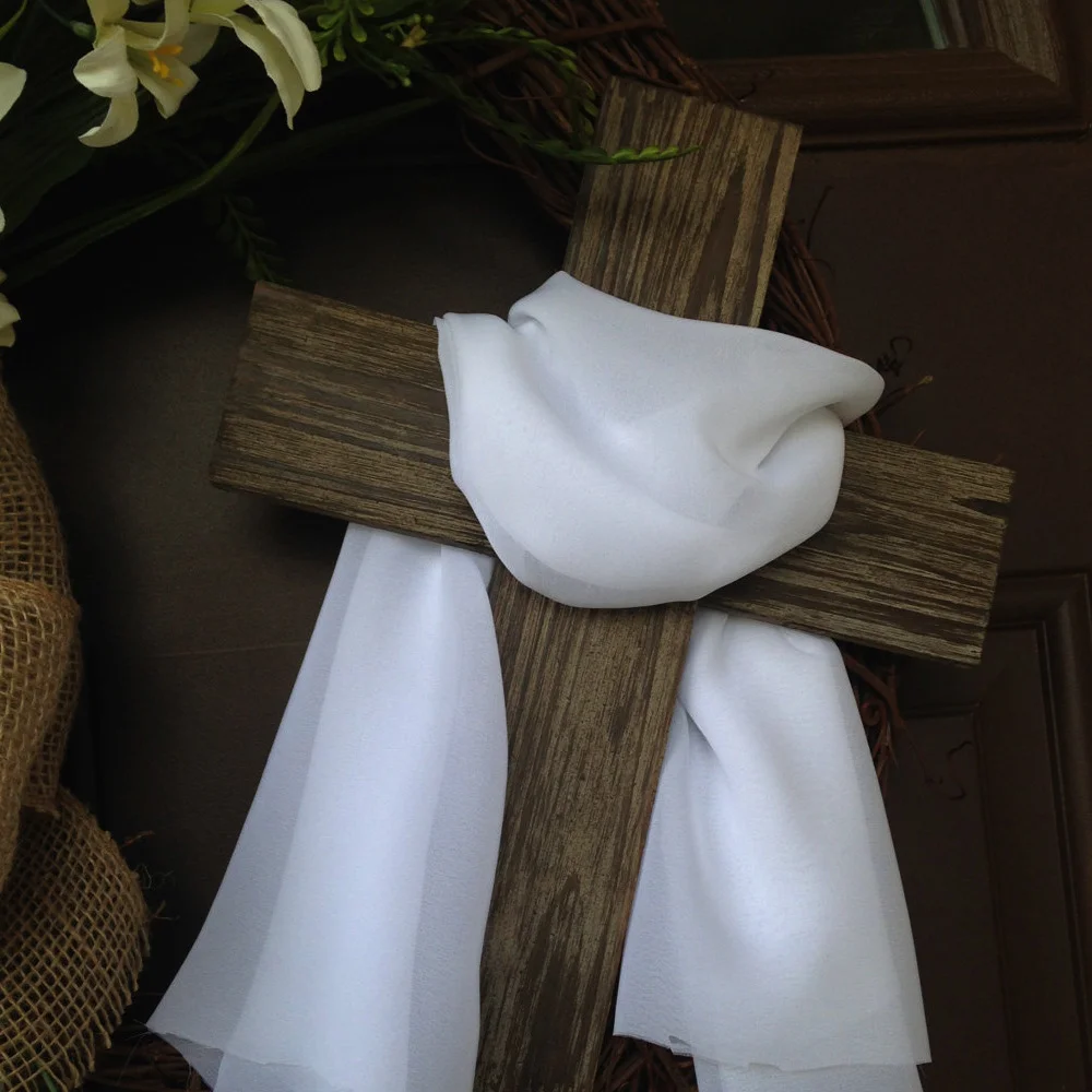 Easter Cross Rattan Ornament Round Simulation Garland