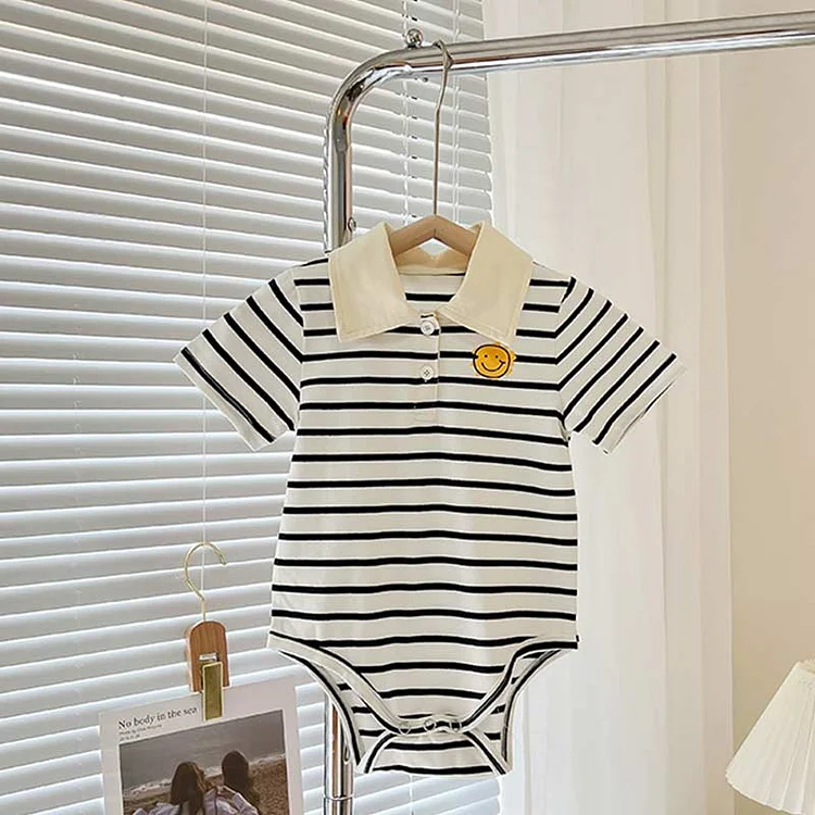 Family Matching Striped Smiley Bodysuit Dress T-shirt 