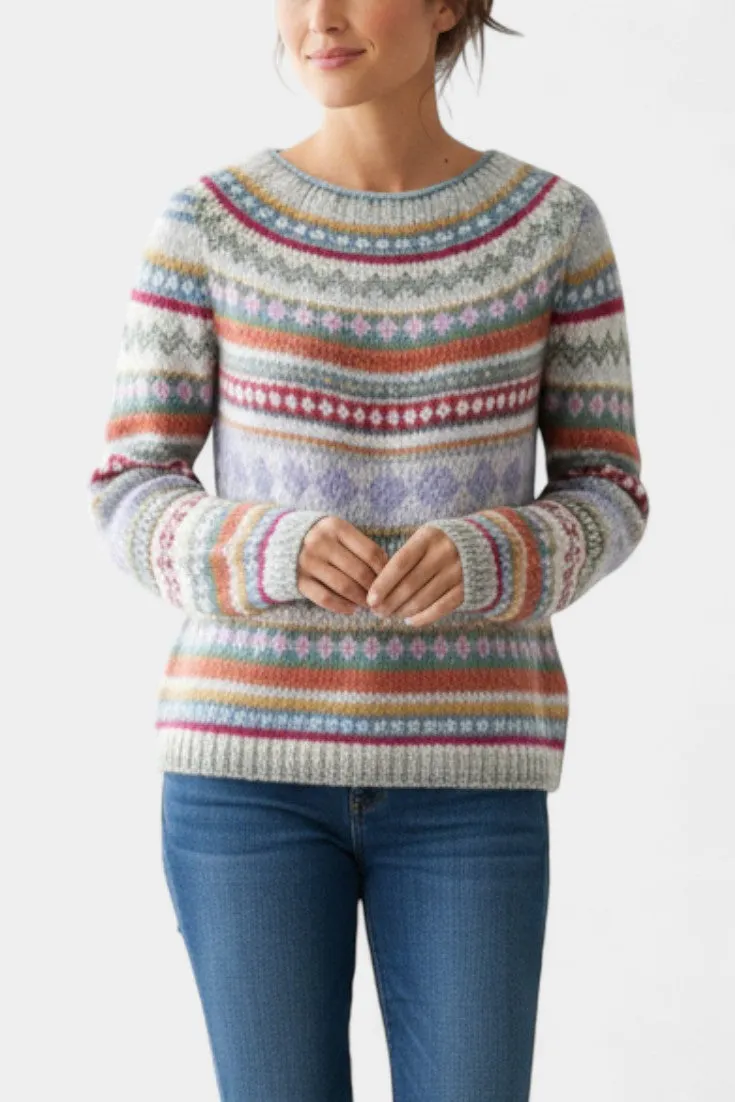 Classic Multicolored Patterned Knit Sweater