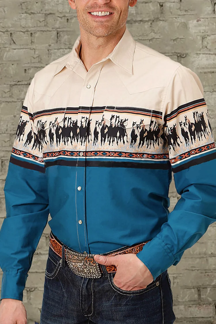Tiboyz Contrast Color Casual Western Shirt