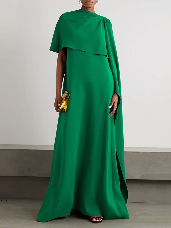 Loose Asymmetric Solid Color Maxi Dresses