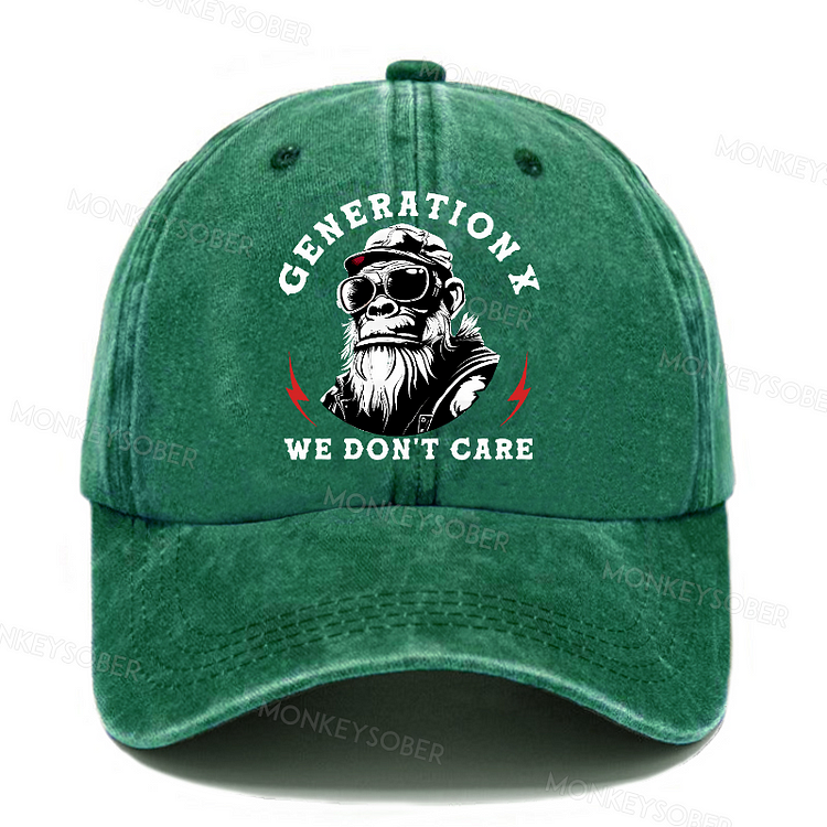 Generation X We Don't Care Washed Baseball Caps
