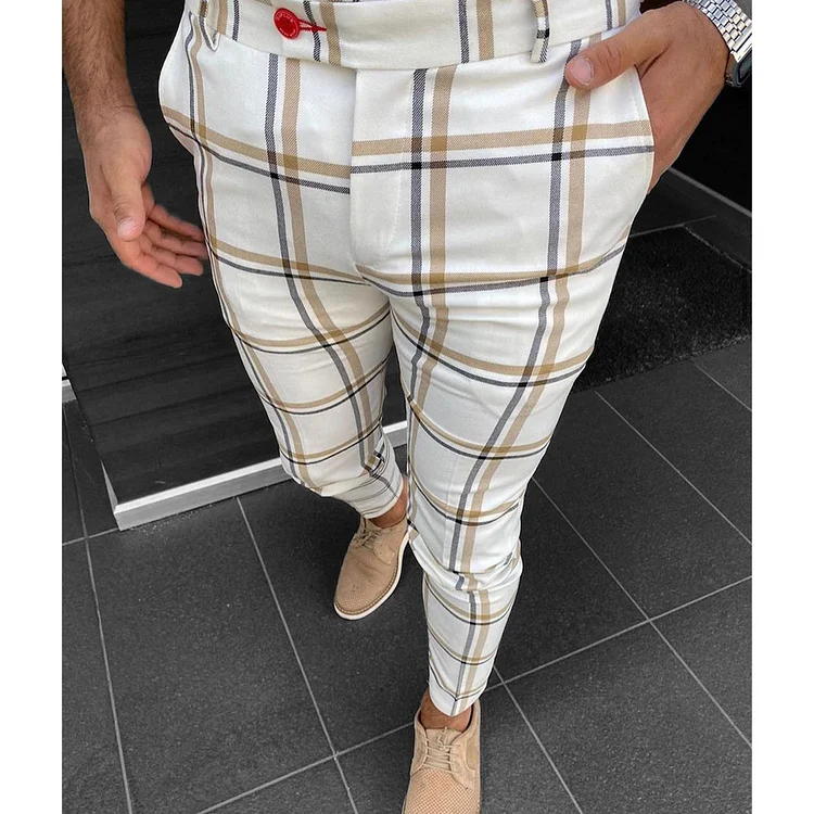BrosWear Plaid Fashion Casual Pants