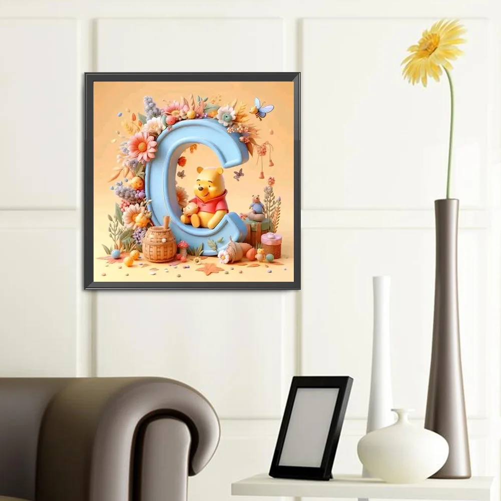 Full Round Diamond Painting 40*40cm - Yellow Rose Butterfly Winnie The Pooh Letters