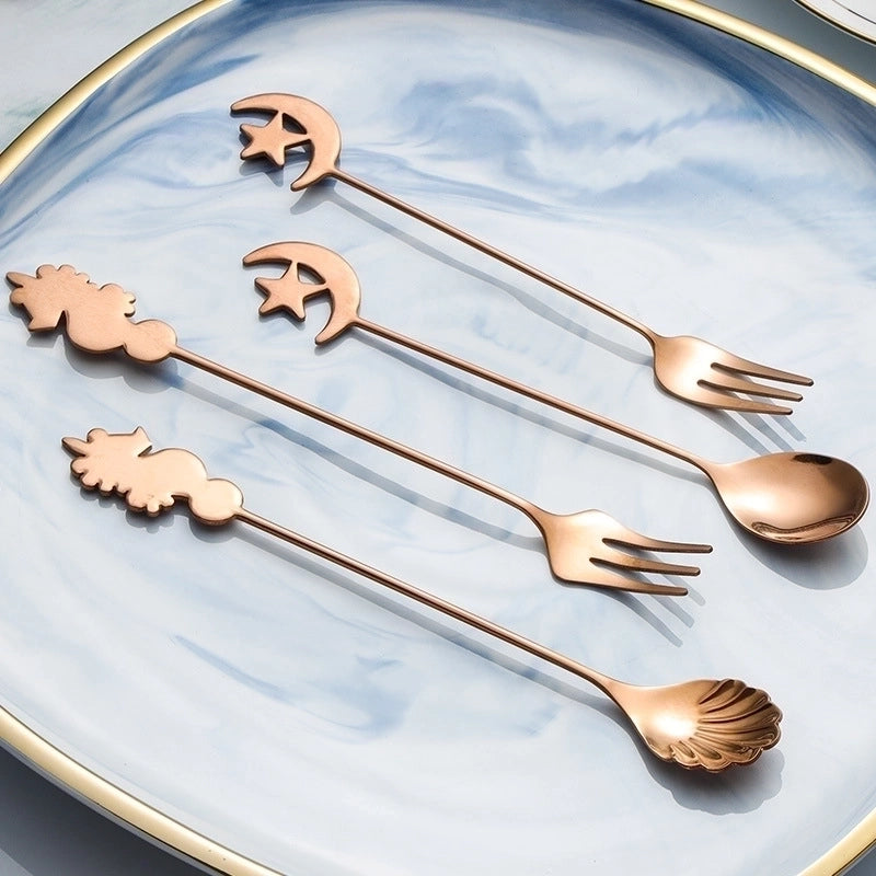 Casual Cartoon Stainless Steel Spoon Fruit Fork