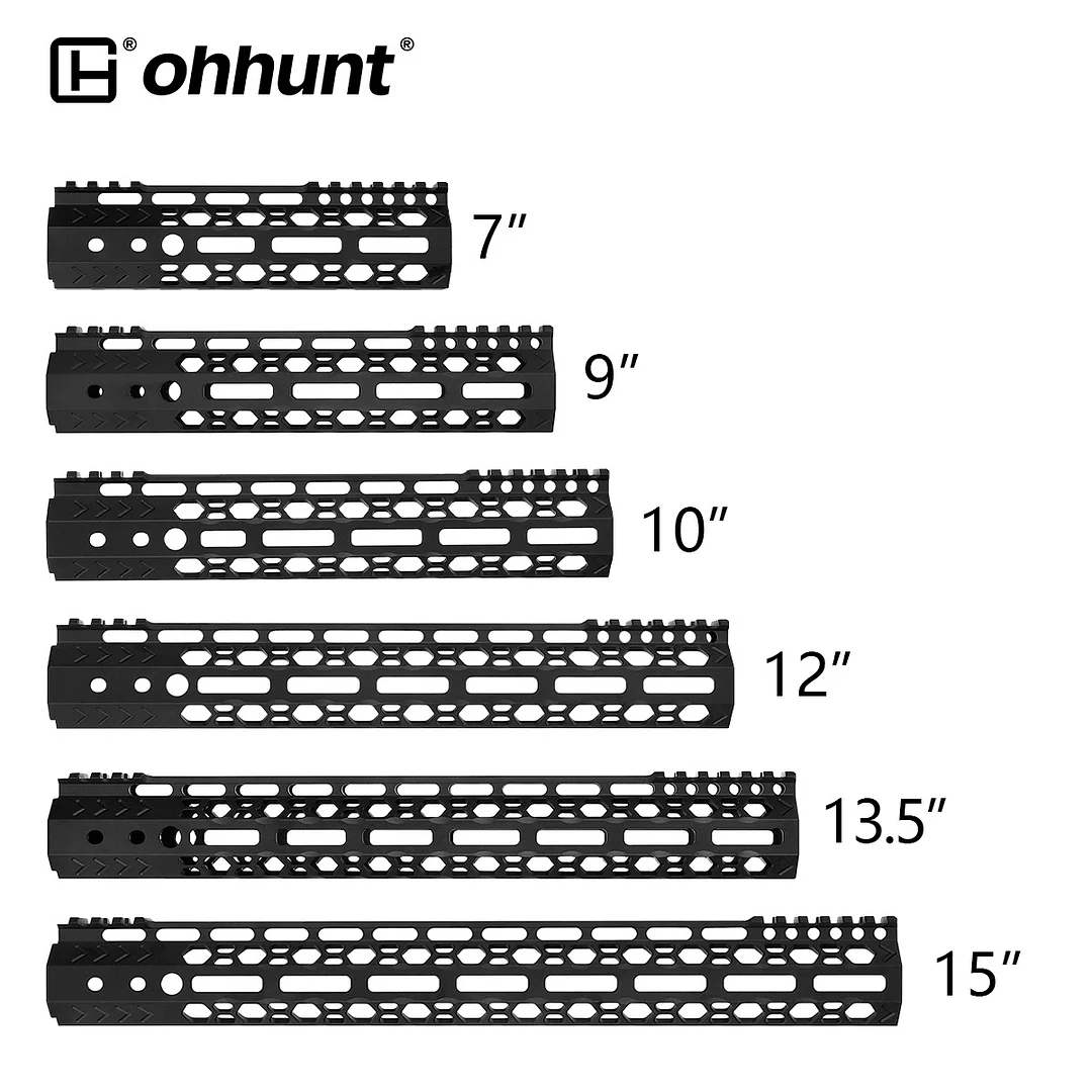 ohhunt® AR-15 Ultra Light Hex Free Float M-lok Handguard with Steel Barrel Nut