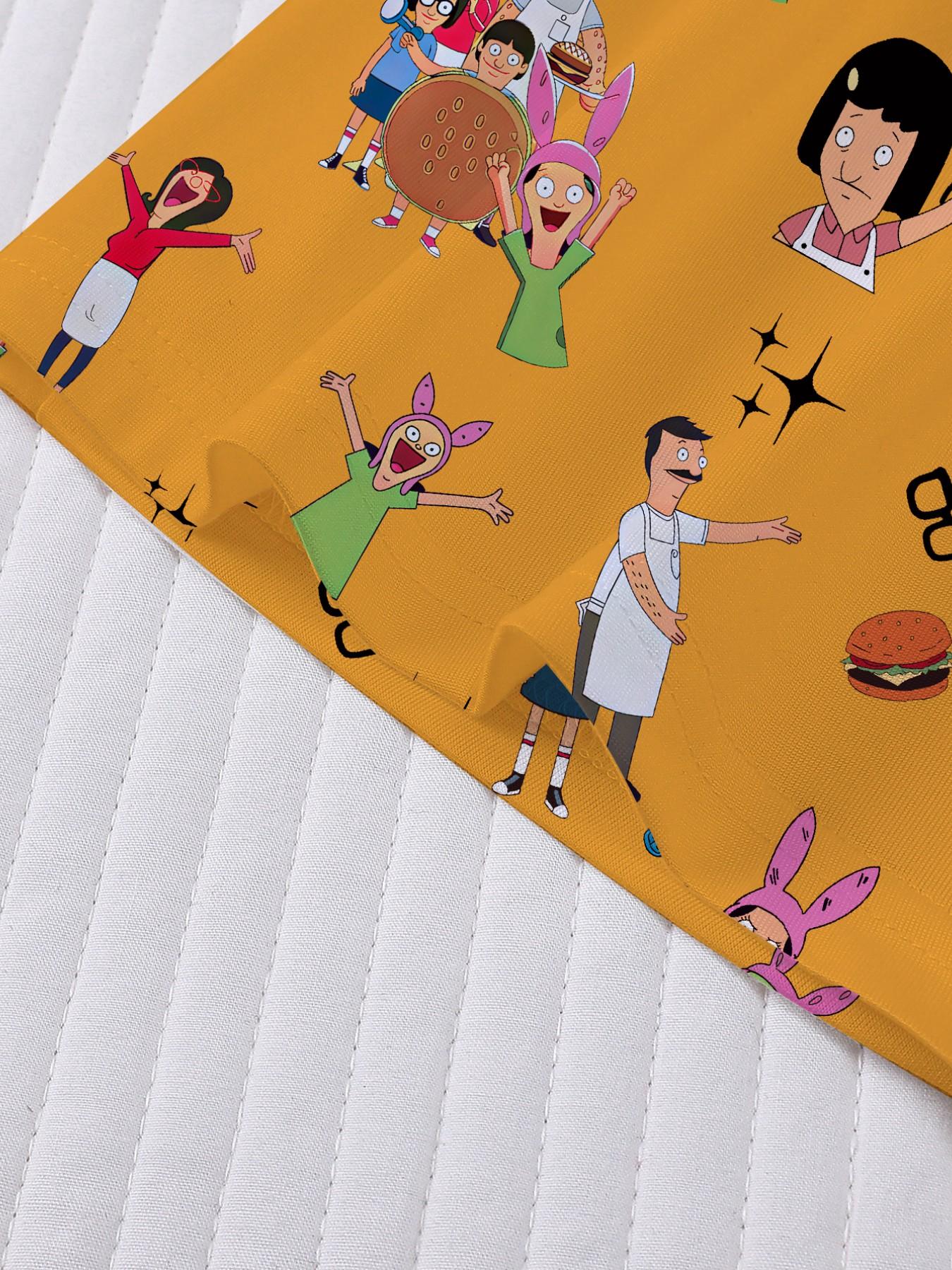 Women's Bob's Burgers Cartoon All-Over Print Pajama Set, Short-Sleeve & Long Shorts Loungewear, Three-Piece Sleepwear, Matching Pajamas