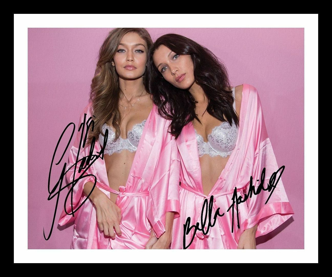 Bella & Gigi Hadid Autograph Signed & Framed Photo Poster painting