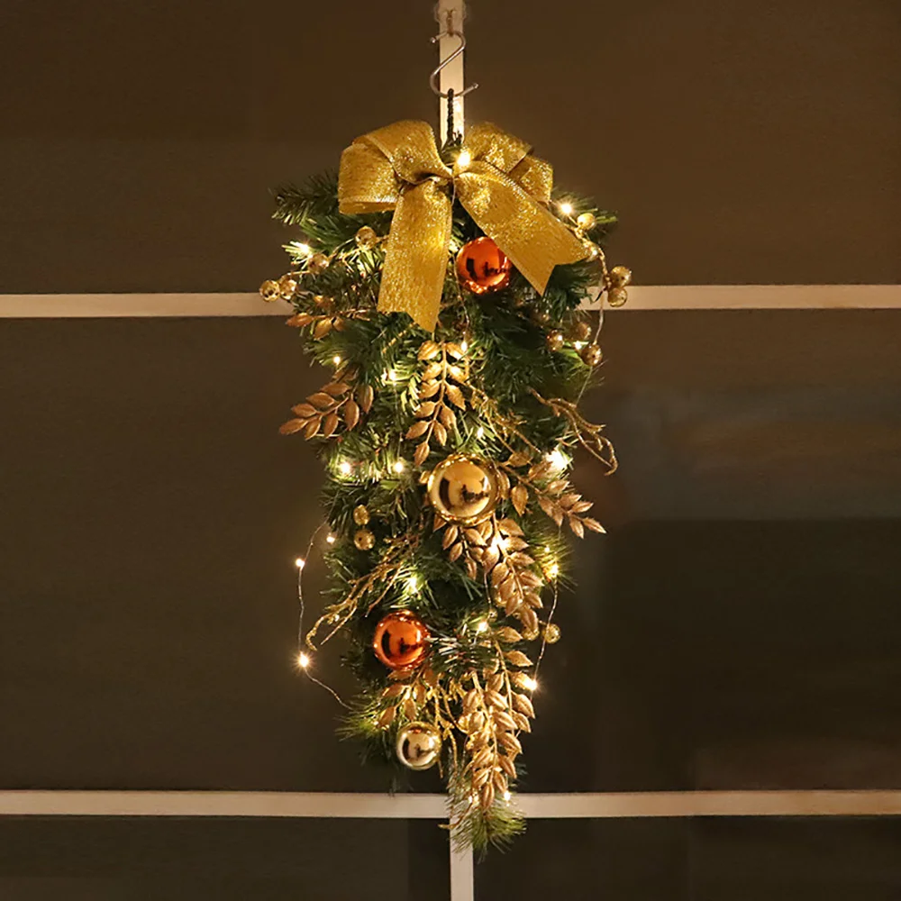 Christmas new upside down tree with lights holiday ornaments props ornaments