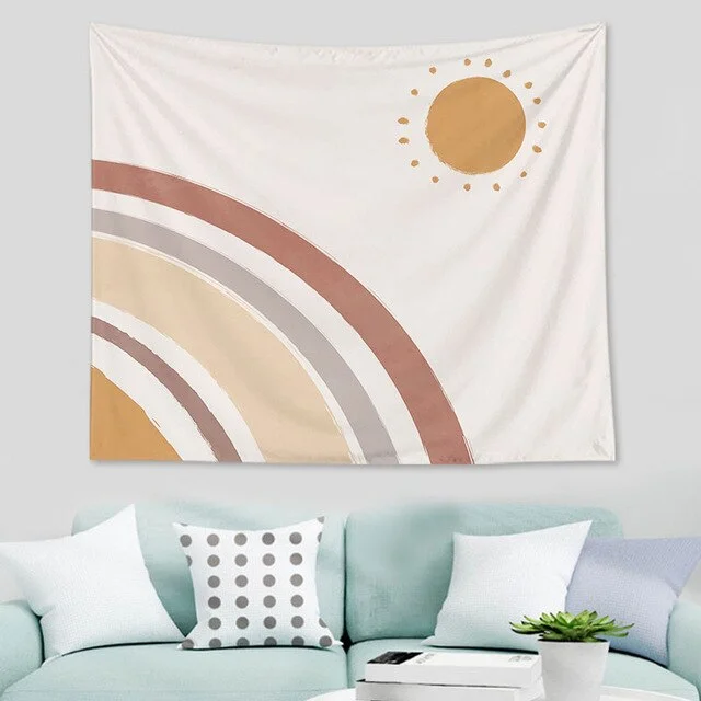 Abstract  nordic Geometric Tapestry Tropic Modern Art Brown Wall Hanging ins Tapestry Decorative Tapestry For Home Decoration