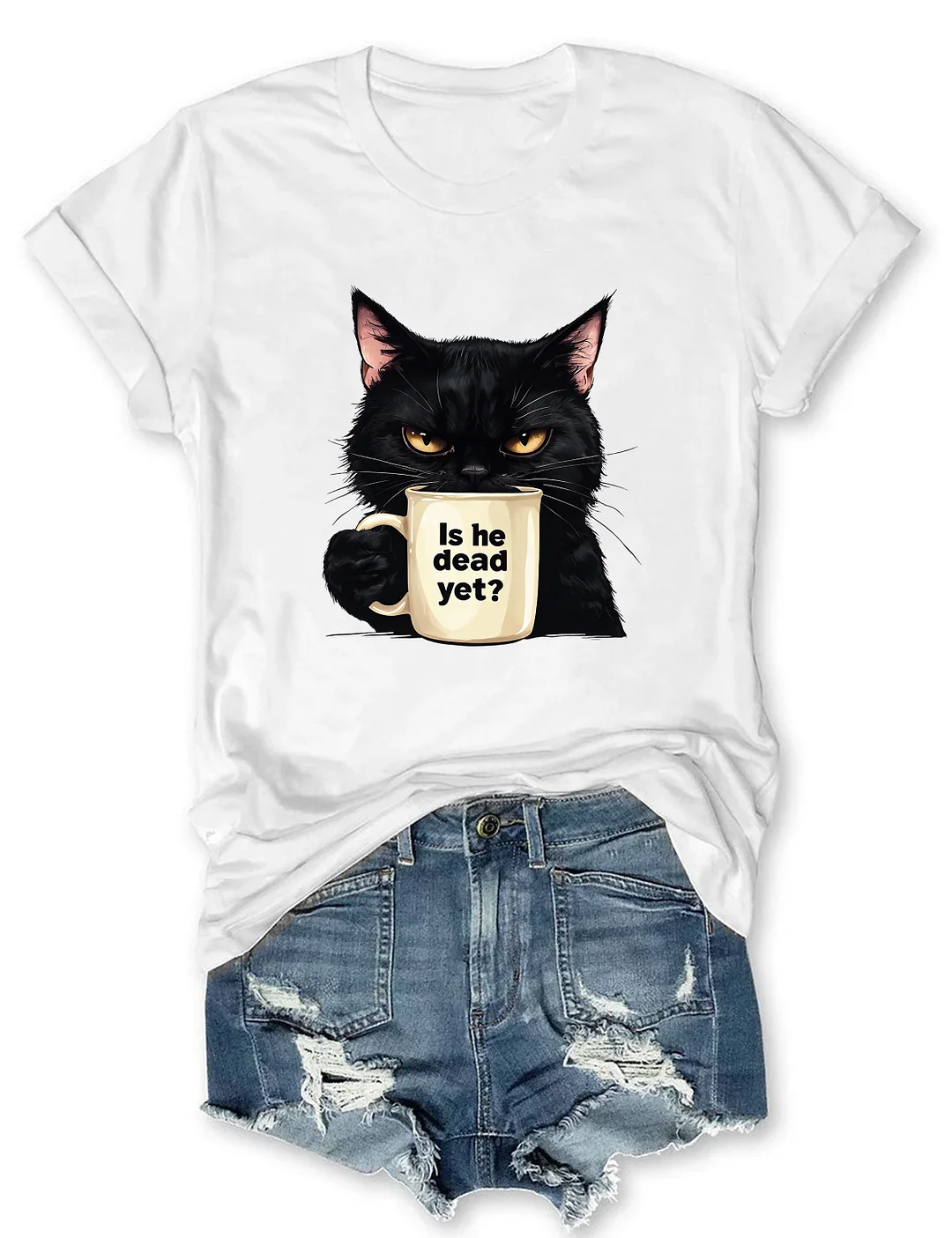 Is He Dead Yet Black Cat T-shirt