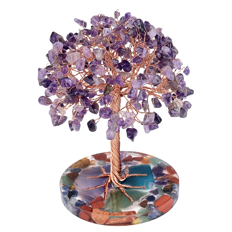 Olivenorma Round Agate Piece Base Healing Crystal Feng Shui Tree