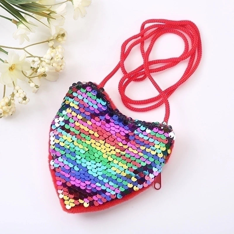 Women’s Solid Color Cloth Sequins Zipper Kids Wallets