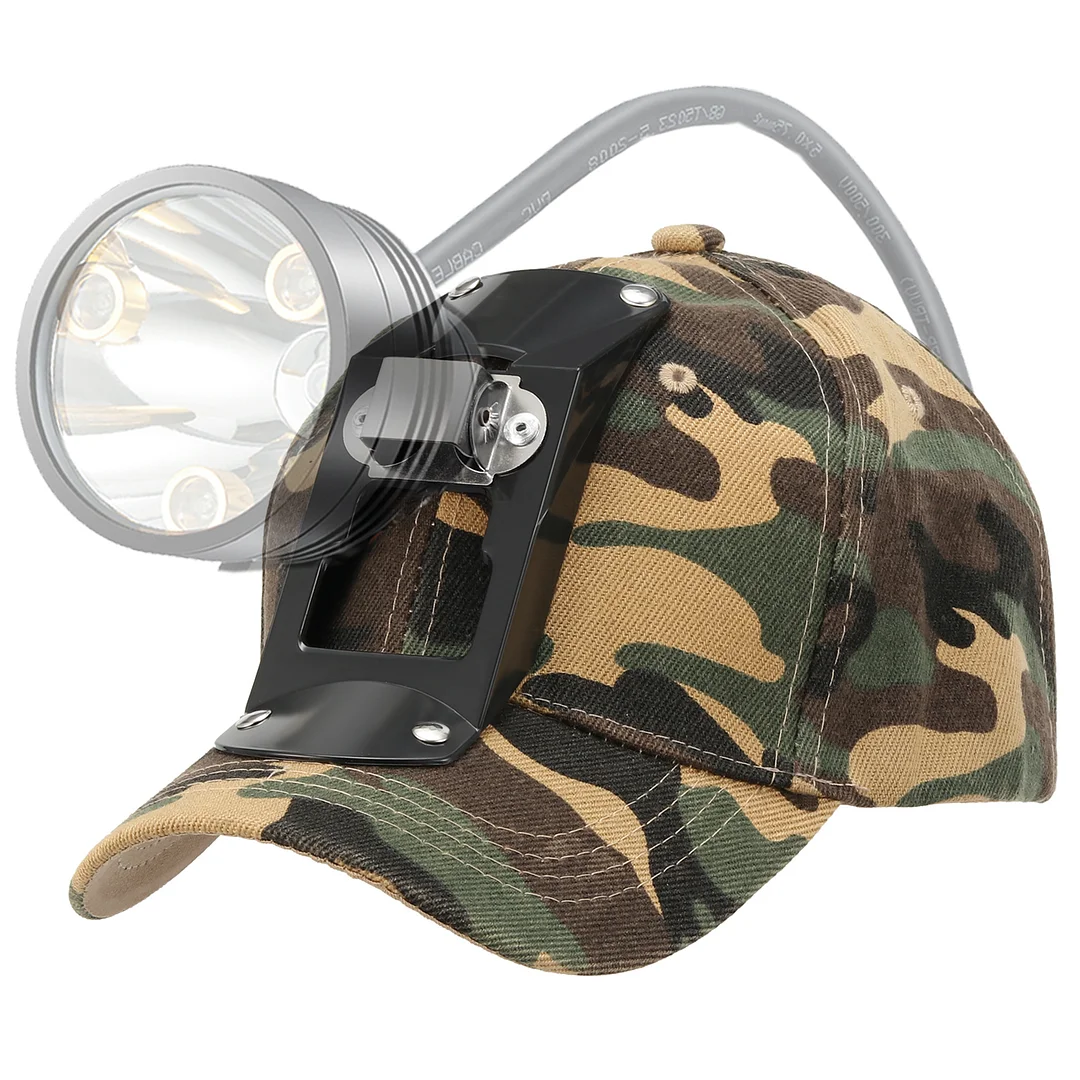 GearOZ Hunting Hat with Bracket, Hunter Cap for Headlamp Hunting Light for Coon Coyote Hog Turkey Duck Hunting, Black/Camo