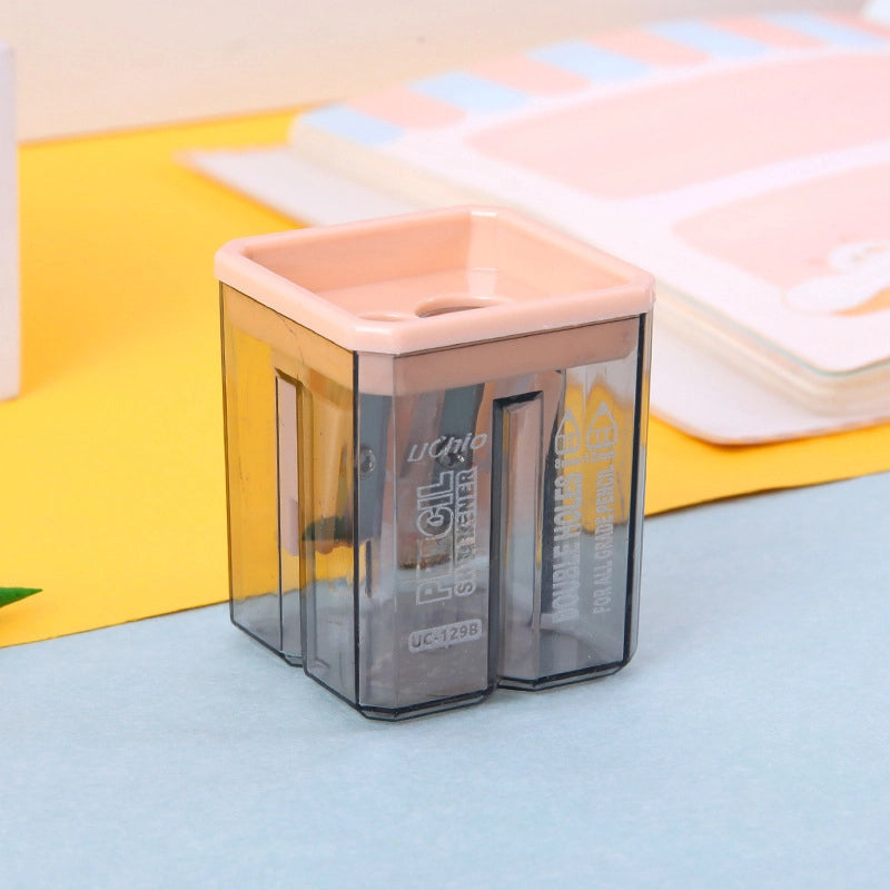 Double Hole Pencil Sharpener/children’s Cute Cartoon Pencil Sharpener Primary School Students Creative Stationery Multifunctional Pencil Sharpener