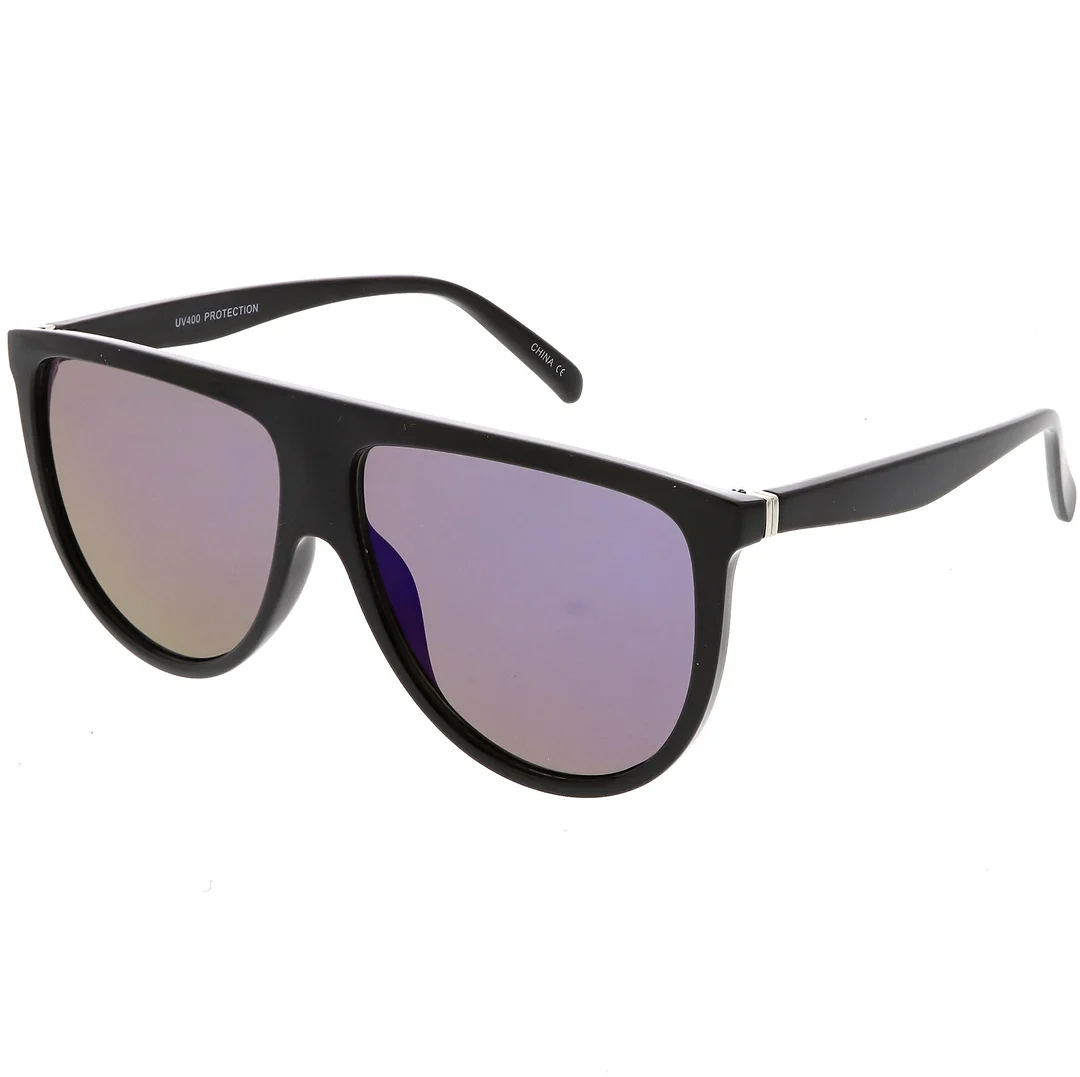 Oversize Modern Aviator glasses Flat Top Color Mirrored Lens 59mm