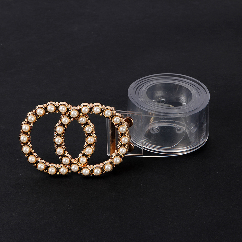 Daily White Pearl Buckle PVC Transparent Belts