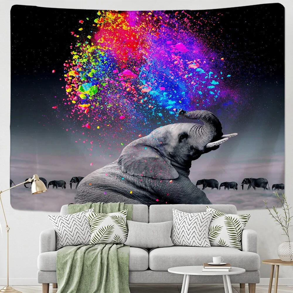 Bohemian Mandala Elephant Tapestry Wall HangingSandy BeachPicnic Throw Rug Blanket Camping Tent Travel Sleeping Pad Custom Room