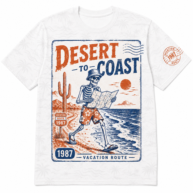 Surf Desert Coast Map Cotton T-Shirt