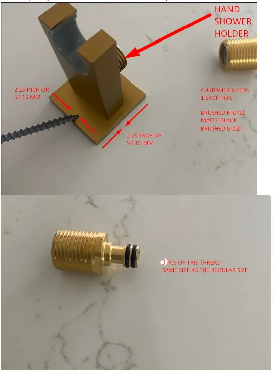 Accessory 3 Hand Shower Holders & Threads