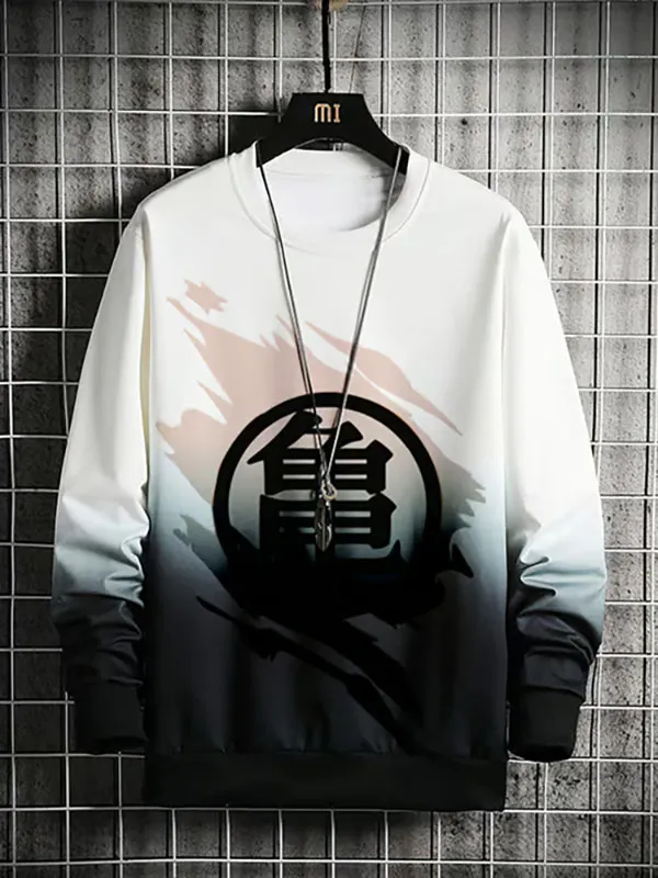 Men's Fashionable Dragon Ball Turtle School Gradient Sweatshirt