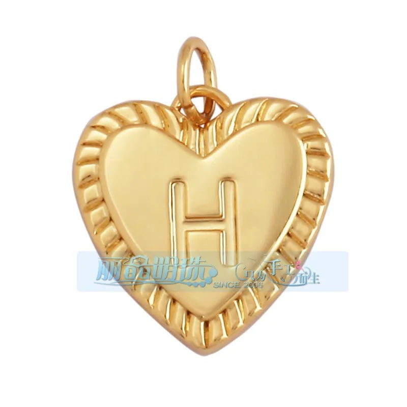 1 Piece 15 * 19mm Hole 5~5.9mm Copper Zircon Letter Heart Shape Pendant Jewelry Accessories