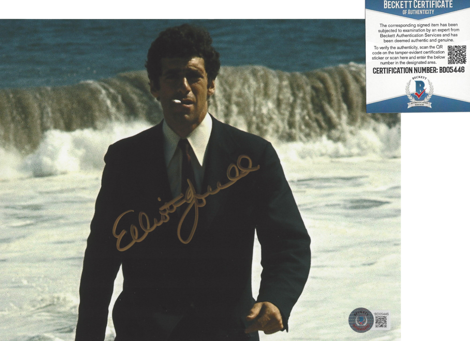 ELLIOTT GOULD SIGNED 'THE LONG GOODBYE' 8x10 MOVIE Photo Poster painting ACTOR E BECKETT COA BAS