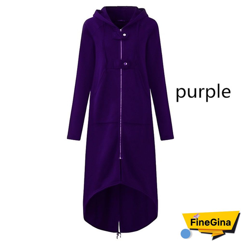 Women's Loose Hooded Sweater Zipper Long Coat Long Sleeve Hoodies Coats Casual Cardigans