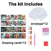12Pcs Diamond Painting Squirrel Greeting Card Set with Envelope