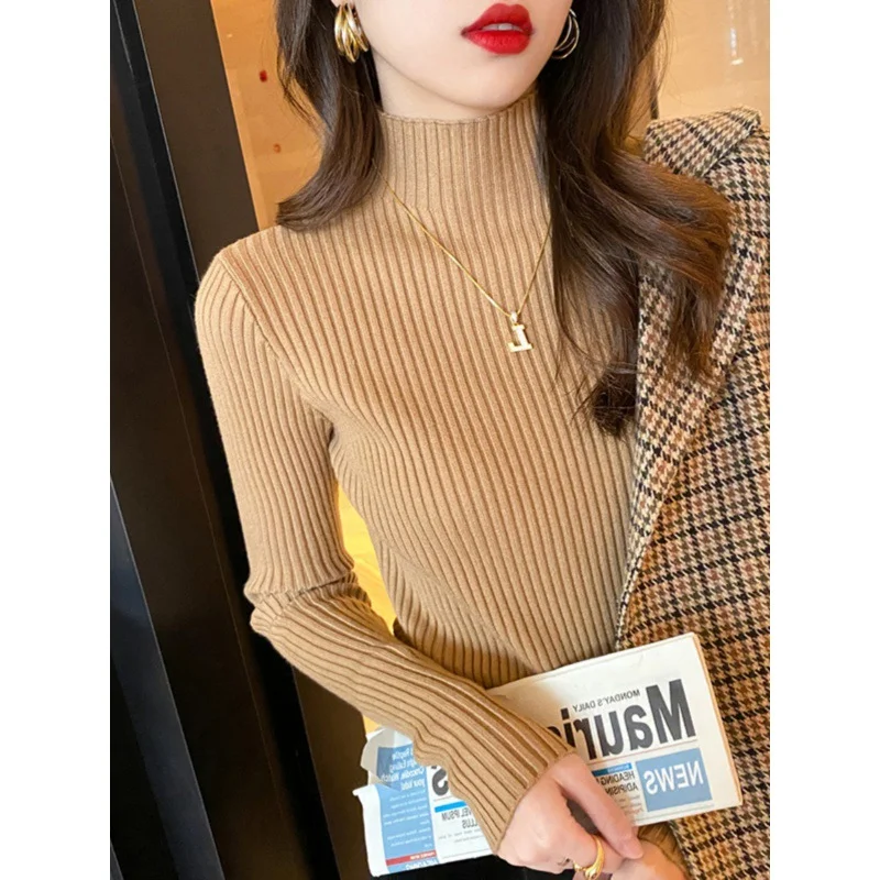 Uveng Uveng Collar Sweater Bottoming Women's Autumn And Winter 2024 New Clothes Fashion Knitted Shirt