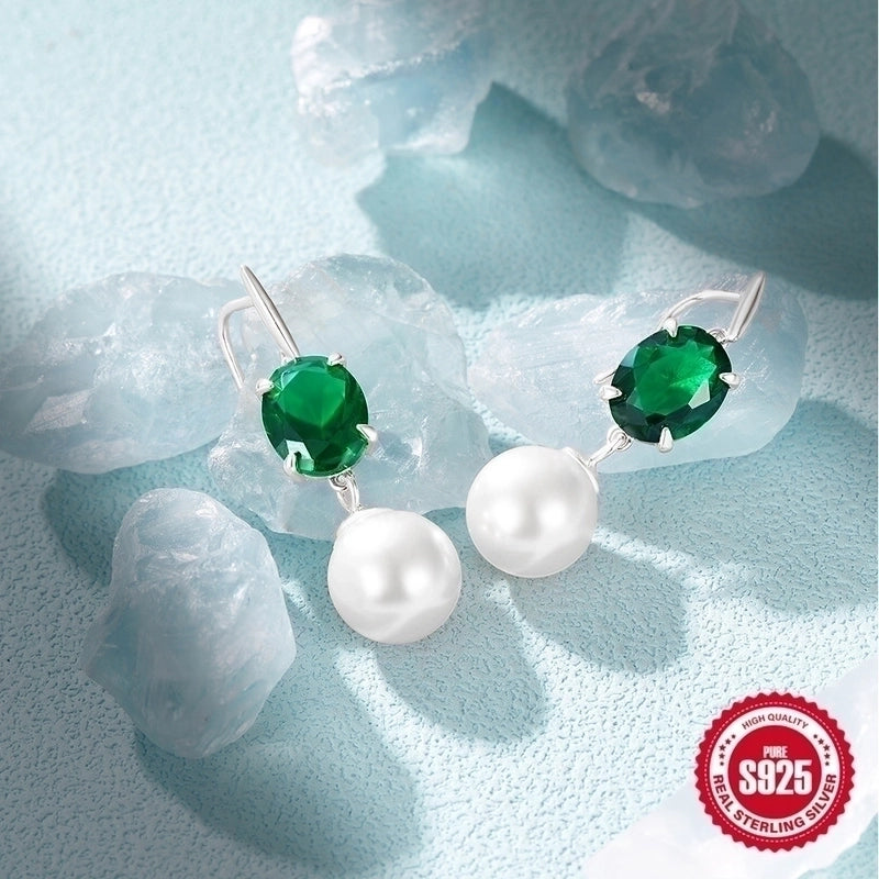 1 Pair 925 Sterling Silver Geometric Oval Drop Earrings