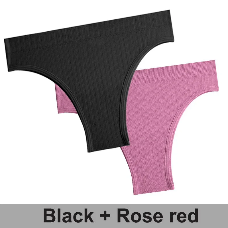 2PCS/Set Women Panties Seamless Underwear Female Lingerie Solid Color Sexy Brazillian Panties Woman's Underpants Intimate Pantys