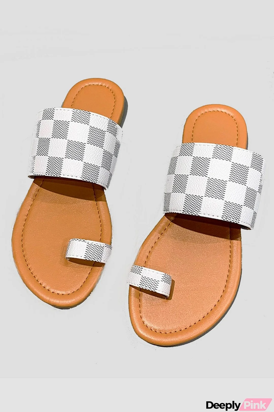 Checked Slip-on Flat Sandals