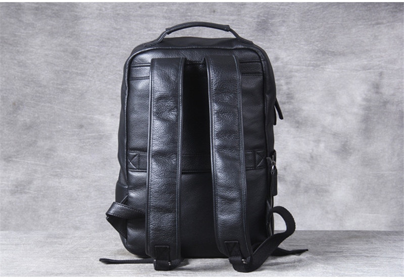 Back Display Color Black of Leather Backpack