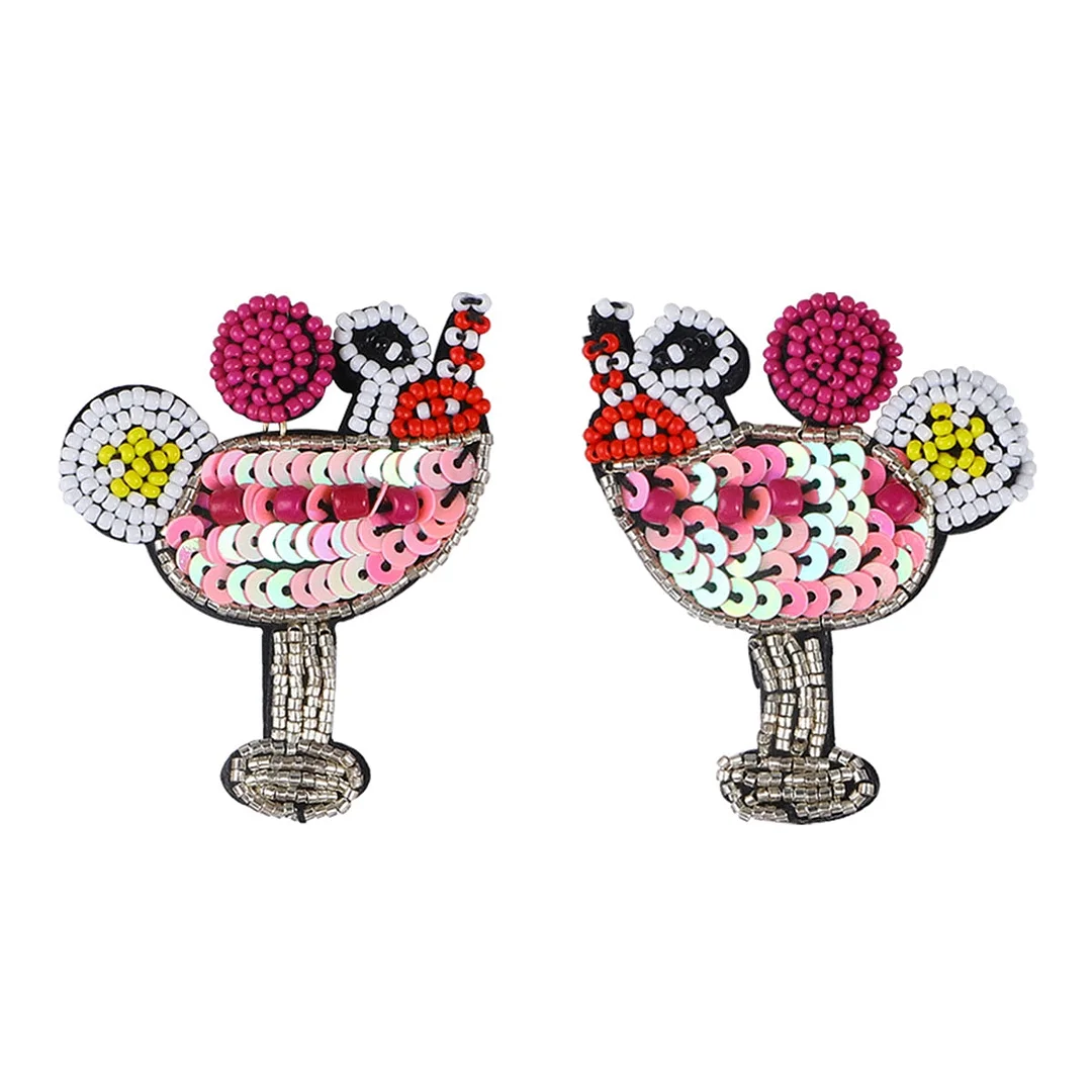 Dvacaman Bohemian Colourful Weave Beaded Flower Statement Drop Earrings Women Ethnic Handmade Seed Beads Dangle Earrings Jewelry