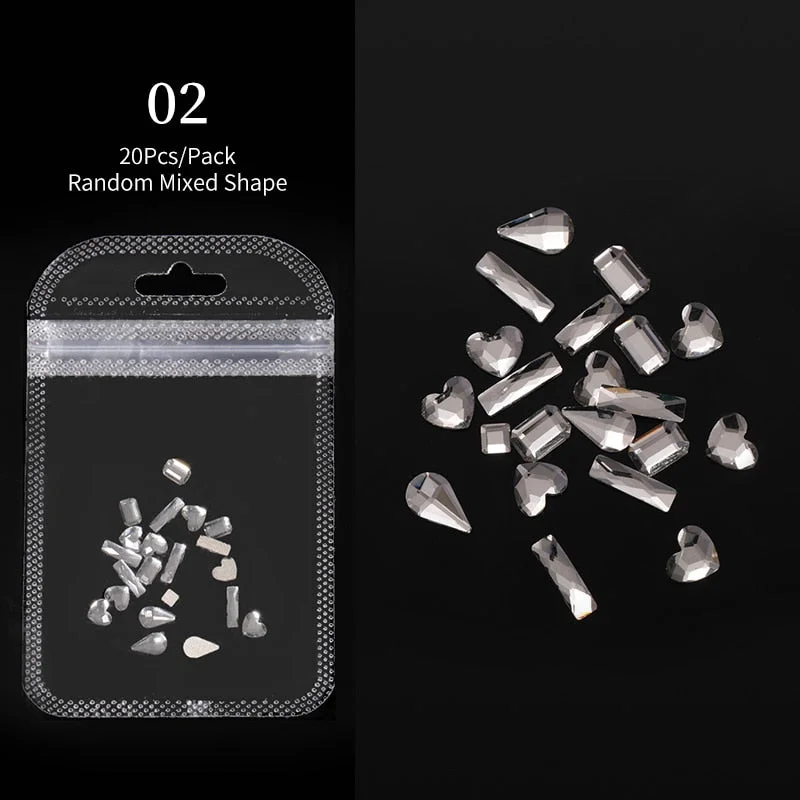 Crystals Clear AB Glass Rhinestone Stones Solid Flat Back Nail Ornaments Colorful Granular Three-Dimensional Nail Art Decoration-Nail Inspo