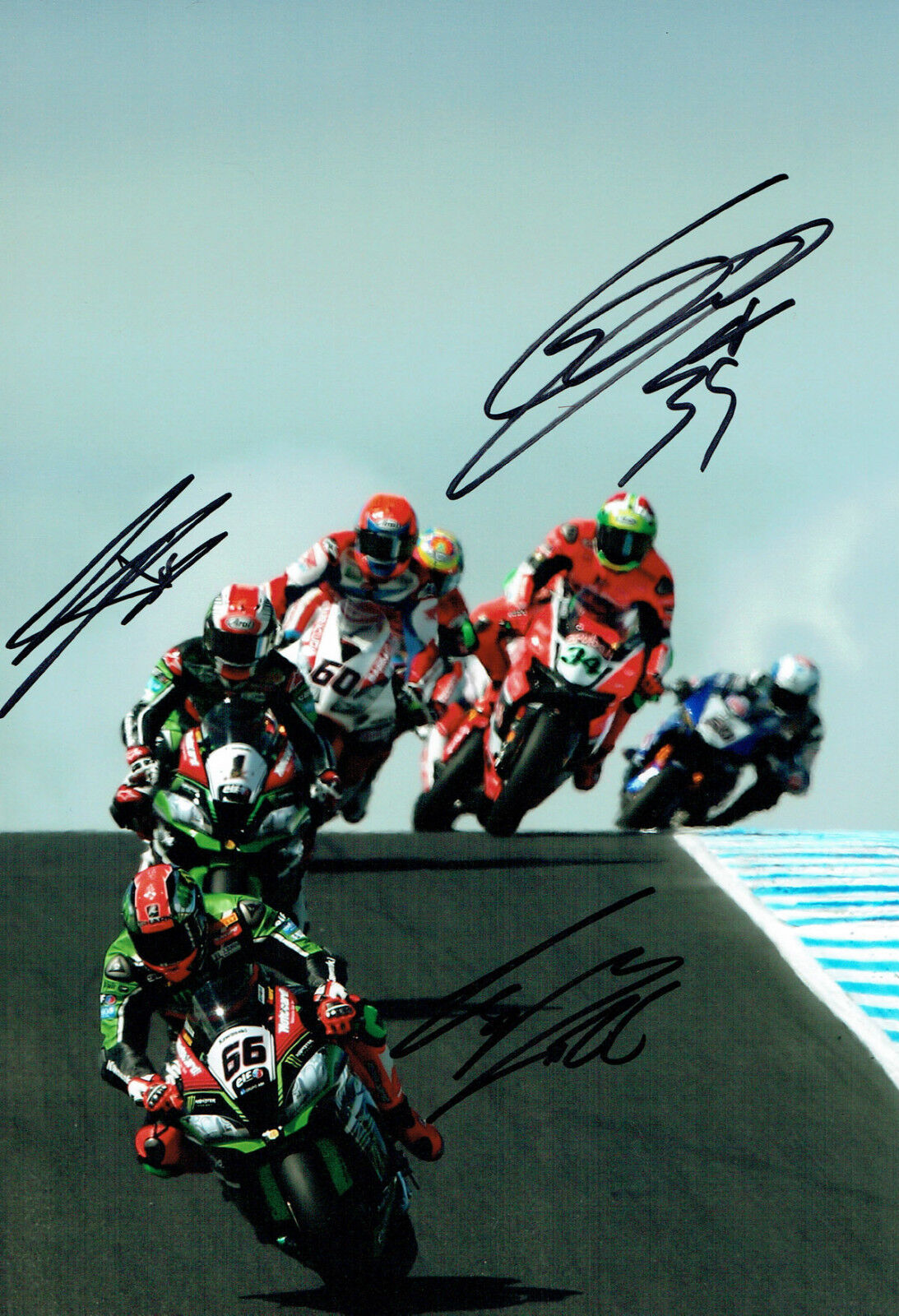 Tom SYKES Jonathan REA Davide GIUGLIANO SIGNED WSB Photo Poster painting AFTAL Autograph COA