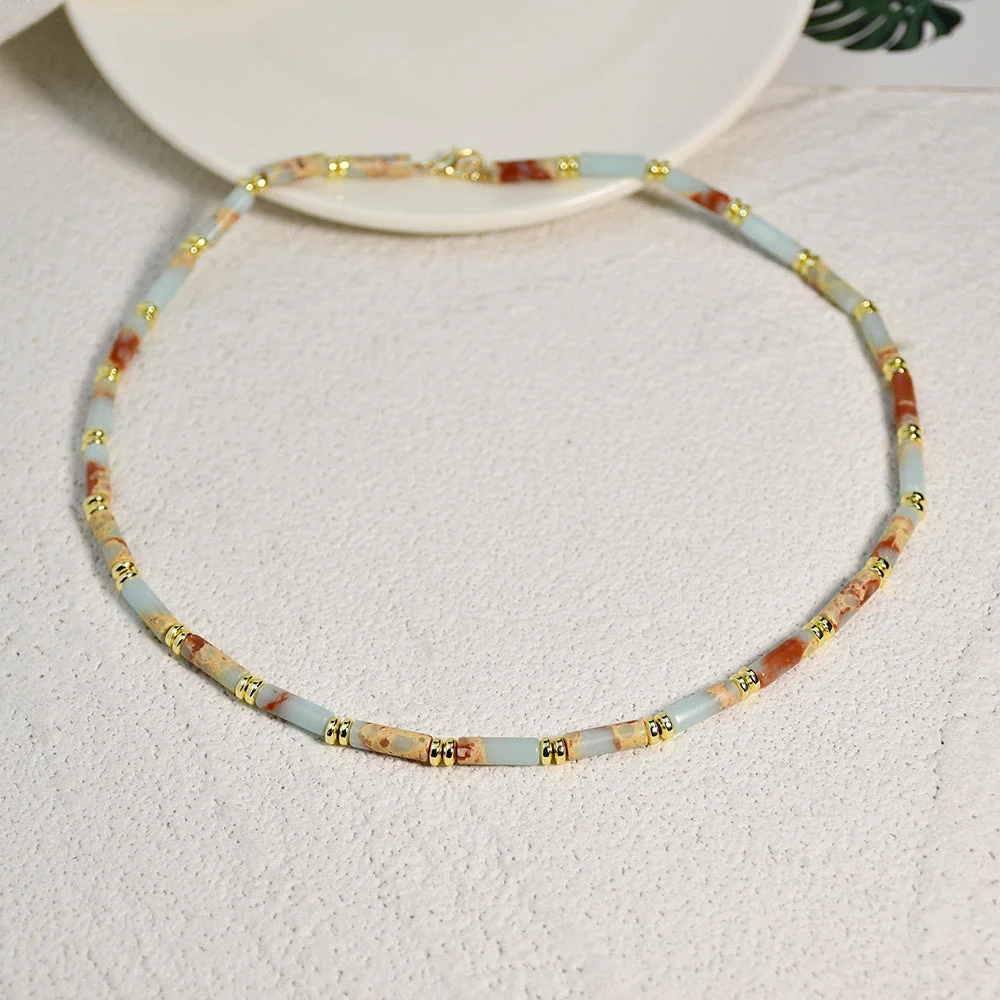 Women's Vintage Beaded Agate Necklace