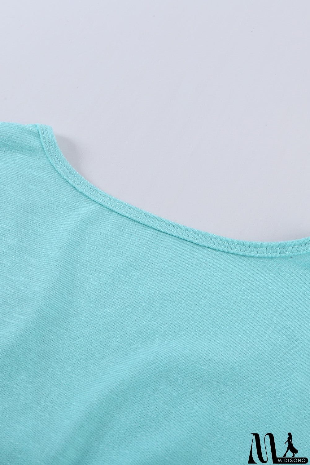 MidiSono - Buttoned Detail Cotton Blend Short Sleeve T-shirt