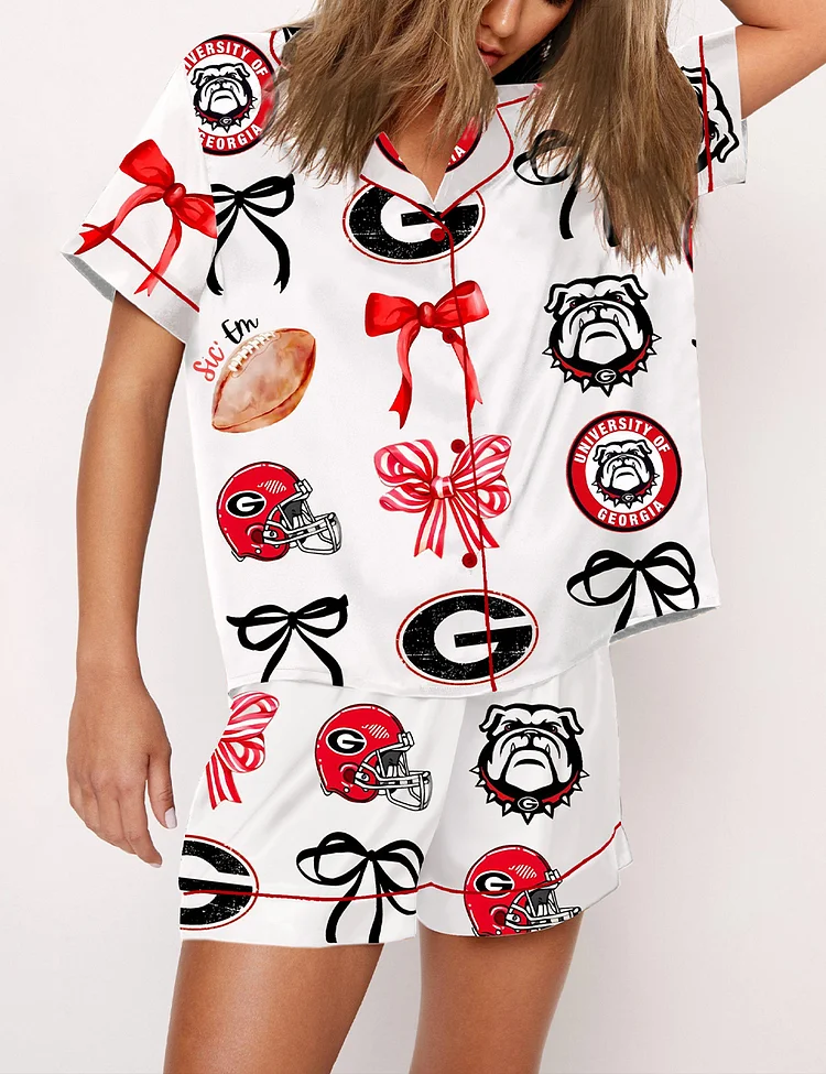 Women's Georgia Bulldogs Bow Go Dawgs Football Fan Pajama Set